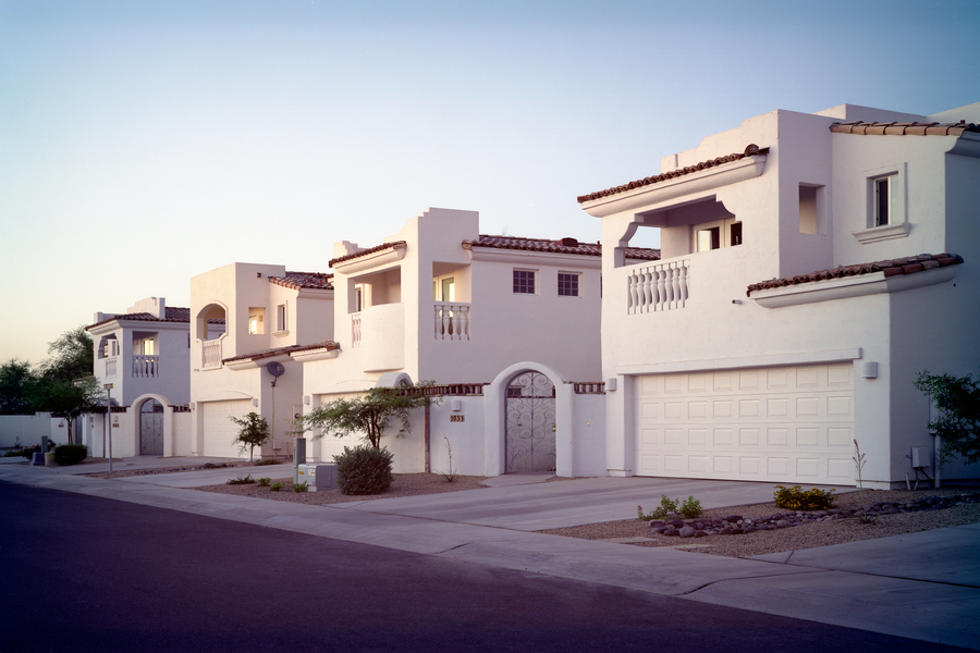 Exterior view of Adobe Towers — a residential building designed by Almond ADG in Arizona.